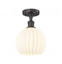  516-1C-OB-G1217-8WV - White Venetian - 1 Light - 8 inch - Oil Rubbed Bronze - Semi-Flush Mount