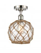 Innovations Lighting 516-1C-PN-G122-8RB-LED - Farmhouse Rope - 1 Light - 8 inch - Polished Nickel - Semi-Flush Mount