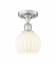  516-1C-SN-G1217-6WV - White Venetian - 1 Light - 6 inch - Brushed Satin Nickel - Semi-Flush Mount