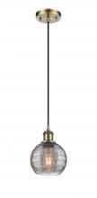 Innovations Lighting 516-1P-AB-G1213-6SM - Athens Deco Swirl - 1 Light - 6 inch - Antique Brass - Cord hung - Mini Pendant