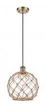 Innovations Lighting 516-1P-AB-G122-10RB - Farmhouse Rope - 1 Light - 10 inch - Antique Brass - Cord hung - Mini Pendant