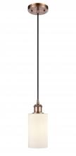  516-1P-AC-G801 - Clymer - 1 Light - 4 inch - Antique Copper - Cord hung - Mini Pendant