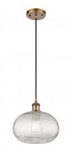  516-1P-BB-G555-10CL - Ithaca - 1 Light - 10 inch - Brushed Brass - Cord hung - Mini Pendant