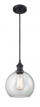  516-1P-BK-G122C-8CL - Athens - 1 Light - 8 inch - Matte Black - Cord hung - Mini Pendant