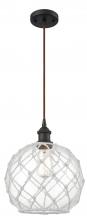 Innovations Lighting 516-1P-OB-G122-10RW-LED - Farmhouse Rope - 1 Light - 10 inch - Oil Rubbed Bronze - Cord hung - Mini Pendant