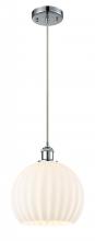  516-1P-PC-G1217-10WV - White Venetian - 1 Light - 10 inch - Polished Chrome - Cord Hung - Mini Pendant