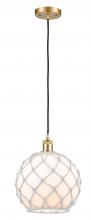  516-1P-SG-G121-10RW - Farmhouse Rope - 1 Light - 10 inch - Satin Gold - Cord hung - Mini Pendant