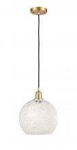  516-1P-SG-G1216-10WM - White Mouchette - 1 Light - 10 inch - Satin Gold - Cord Hung - Mini Pendant