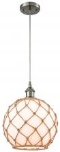 Innovations Lighting 516-1P-SN-G121-10RB-LED - Farmhouse Rope - 1 Light - 10 inch - Brushed Satin Nickel - Cord hung - Mini Pendant