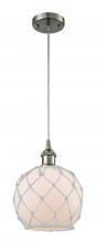 Innovations Lighting 516-1P-SN-G121-8RW-LED - Farmhouse Rope - 1 Light - 8 inch - Brushed Satin Nickel - Cord hung - Mini Pendant