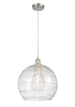 Innovations Lighting 516-1P-SN-G1213-14-LED - Athens Deco Swirl - 1 Light - 14 inch - Brushed Satin Nickel - Cord hung - Pendant