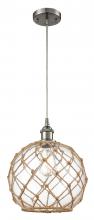 Innovations Lighting 516-1P-SN-G122-10RB-LED - Farmhouse Rope - 1 Light - 10 inch - Brushed Satin Nickel - Cord hung - Mini Pendant