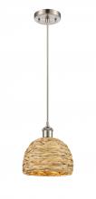 Innovations Lighting 516-1P-SN-RBD-8-NAT - Woven Rattan - 1 Light - 8 inch - Satin Nickel - Mini Pendant