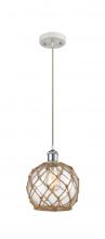  516-1P-WPC-G122-8RB - Farmhouse Rope - 1 Light - 8 inch - White Polished Chrome - Cord hung - Mini Pendant