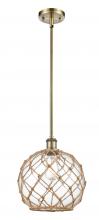 Innovations Lighting 516-1S-AB-G122-10RB-LED - Farmhouse Rope - 1 Light - 10 inch - Antique Brass - Mini Pendant