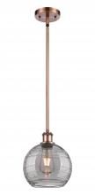 Innovations Lighting 516-1S-AC-G1213-8SM - Athens Deco Swirl - 1 Light - 8 inch - Antique Copper - Mini Pendant