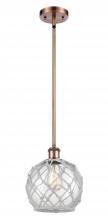 Innovations Lighting 516-1S-AC-G122-8RW-LED - Farmhouse Rope - 1 Light - 8 inch - Antique Copper - Mini Pendant