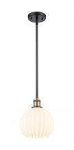  516-1S-BAB-G1217-8WV - White Venetian - 1 Light - 8 inch - Black Antique Brass - Mini Pendant