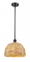  516-1S-OB-RBD-12-NAT - Woven Rattan - 1 Light - 12 inch - Oil Rubbed Bronze - Mini Pendant