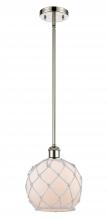 Innovations Lighting 516-1S-PN-G121-8RW-LED - Farmhouse Rope - 1 Light - 8 inch - Polished Nickel - Mini Pendant