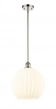  516-1S-PN-G1217-12WV - White Venetian - 1 Light - 12 inch - Polished Nickel - Mini Pendant