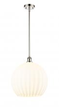  516-1S-PN-G1217-14WV - White Venetian - 1 Light - 14 inch - Polished Nickel - Pendant