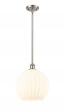  516-1S-SN-G1217-12WV - White Venetian - 1 Light - 12 inch - Brushed Satin Nickel - Mini Pendant