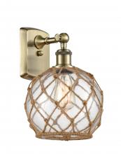 Innovations Lighting 516-1W-AB-G122-8RB-LED - Farmhouse Rope - 1 Light - 8 inch - Antique Brass - Sconce