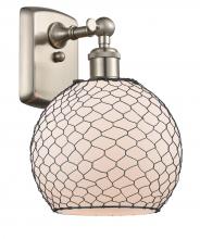 Innovations Lighting 516-1W-SN-G121-8CBK-LED - Farmhouse Chicken Wire - 1 Light - 8 inch - Brushed Satin Nickel - Sconce