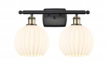  516-2W-BAB-G1217-8WV - White Venetian - 2 Light - 18 inch - Black Antique Brass - Bath Vanity Light