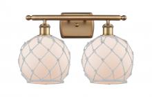  516-2W-BB-G121-8RW - Farmhouse Rope - 2 Light - 18 inch - Brushed Brass - Bath Vanity Light