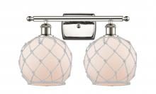 Innovations Lighting 516-2W-PN-G121-8RW - Farmhouse Rope - 2 Light - 18 inch - Polished Nickel - Bath Vanity Light