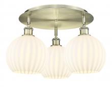  516-3C-AB-G1217-8WV - White Venetian - 3 Light - 20 inch - Antique Brass - Flush Mount