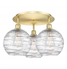  516-3C-SG-G1213-10 - Athens Deco Swirl - 3 Light - 22 inch - Satin Gold - Flush Mount