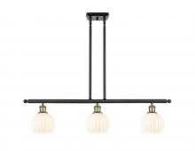  516-3I-BAB-G1217-6WV - White Venetian - 3 Light - 36 inch - Black Antique Brass - Stem Hung - Island Light