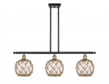  516-3I-BAB-G122-8RB - Farmhouse Rope - 3 Light - 36 inch - Black Antique Brass - Cord hung - Island Light