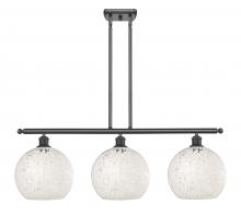  516-3I-OB-G1216-10WM - White Mouchette - 3 Light - 37 inch - Oil Rubbed Bronze - Stem Hung - Island Light