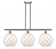  516-3I-SN-G121-10RW - Farmhouse Rope - 3 Light - 37 inch - Brushed Satin Nickel - Cord hung - Island Light