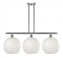  516-3I-SN-G1216-12WM - White Mouchette - 3 Light - 39 inch - Brushed Satin Nickel - Stem Hung - Island Light