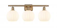  516-3W-BB-G1217-8WV - White Venetian - 3 Light - 28 inch - Brushed Brass - Bath Vanity Light