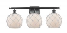 Innovations Lighting 516-3W-BK-G121-8RW-LED - Farmhouse Rope - 3 Light - 28 inch - Matte Black - Bath Vanity Light