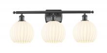  516-3W-OB-G1217-8WV - White Venetian - 3 Light - 28 inch - Oil Rubbed Bronze - Bath Vanity Light