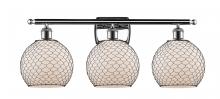 Innovations Lighting 516-3W-PC-G121-8CBK-LED - Farmhouse Chicken Wire - 3 Light - 28 inch - Polished Chrome - Bath Vanity Light