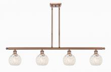  516-4I-AC-G1216-6WM - White Mouchette - 4 Light - 48 inch - Antique Copper - Stem Hung - Island Light