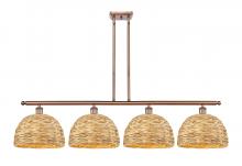  516-4I-AC-RBD-12-NAT - Woven Rattan - 4 Light - 50 inch - Antique Copper - Multi Pendant