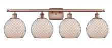 Innovations Lighting 516-4W-AC-G121-8CBK-LED - Farmhouse Chicken Wire - 4 Light - 38 inch - Antique Copper - Bath Vanity Light