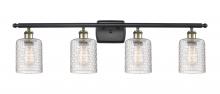  516-4W-BAB-G112C-5CL - Cobbleskill - 4 Light - 35 inch - Black Antique Brass - Bath Vanity Light