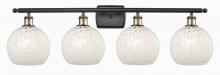  516-4W-BAB-G1216-8WM - White Mouchette - 4 Light - 38 inch - Black Antique Brass - Bath Vanity Light