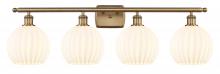  516-4W-BB-G1217-8WV - White Venetian - 4 Light - 38 inch - Brushed Brass - Bath Vanity Light