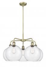  516-5CR-AB-G124-10 - Athens - 5 Light - 28 inch - Antique Brass - Chandelier